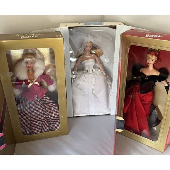 Vtg NOS Lot 3 Barbie Dolls In Box Blushing Bride Avon Winter Splendor Rhapsody - Picture 1 of 14
